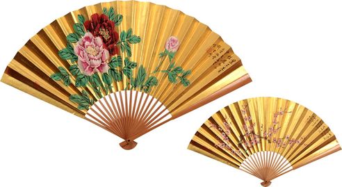 何香凝、钱君匋 花卉成扇