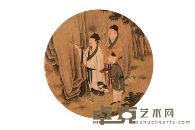 佚名 人物团扇镜片 21×21