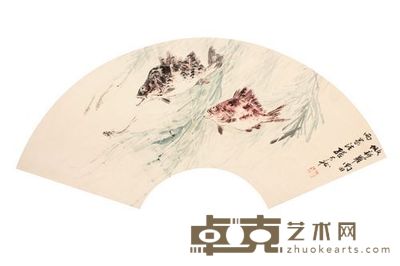 张大壮 金鱼扇面镜片 20×57