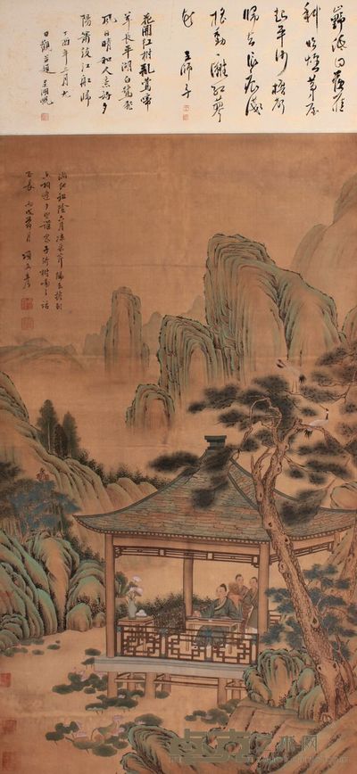 项文彦 山水人物立轴 111×62