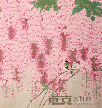周彦生 花鸟镜片 90×85
