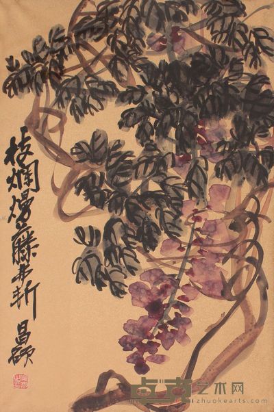 吴昌硕 紫藤镜框 48×33