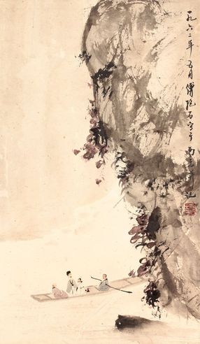 傅抱石 山水人物立轴