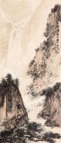傅抱石 山水人物立轴