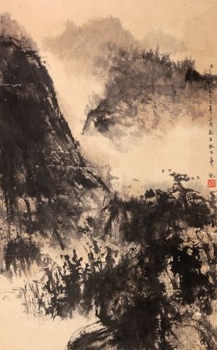 傅抱石 山水镜框