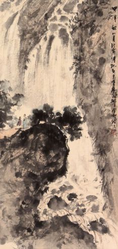 傅抱石 山水人物立轴