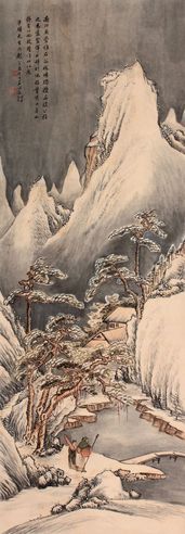 王同愈 山水人物立轴