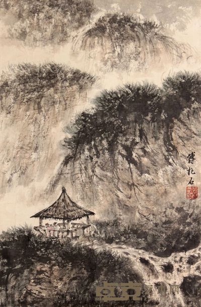 傅抱石 山水镜片 46×30
