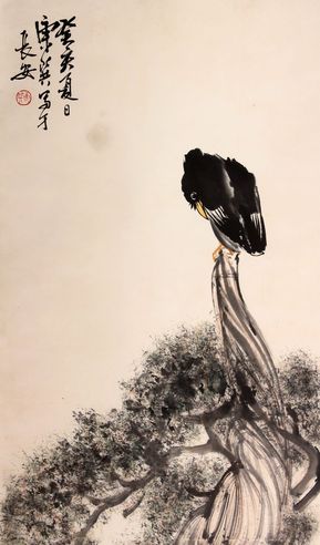 康师尧 花鸟立轴