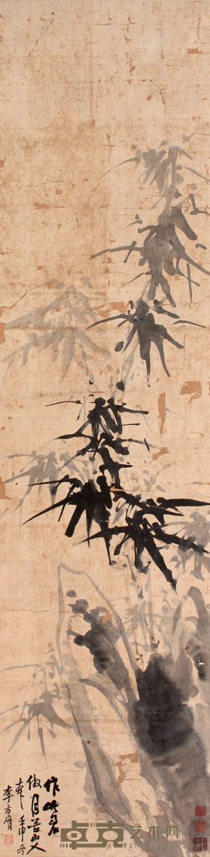 李方膺 竹立轴 110×27