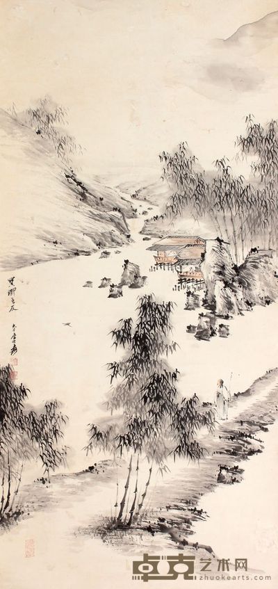 张大千 山水立轴 113×54