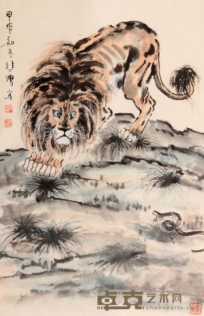 徐悲鸿 狮立轴 67×44