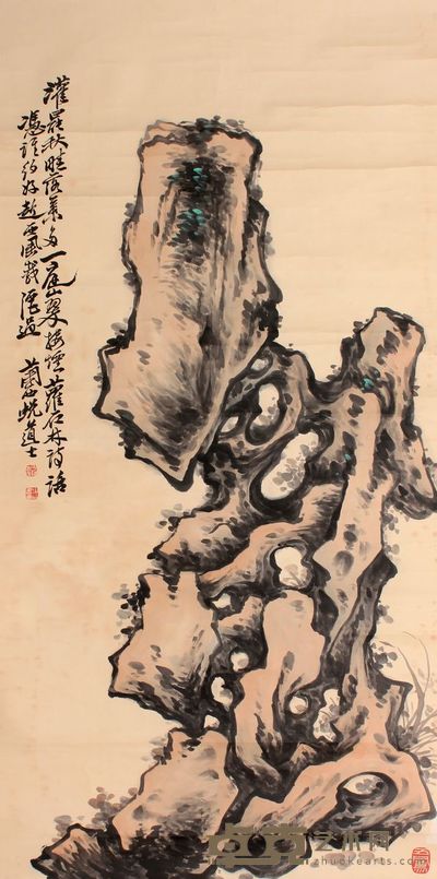 周少白 奇石立轴 150×74