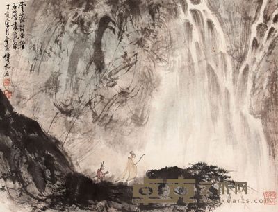 傅抱石 山水立轴 36×48