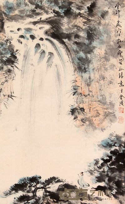 傅抱石 山水立轴 44×28