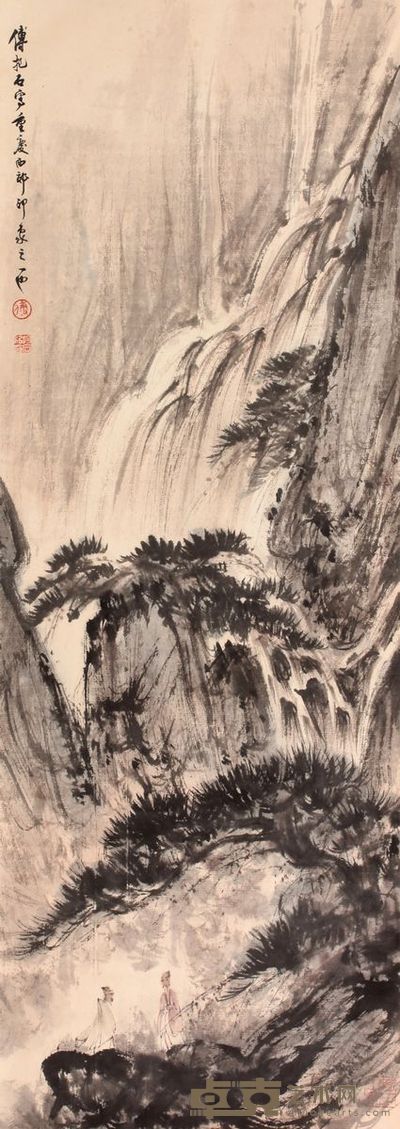 傅抱石 山水立轴 95×34