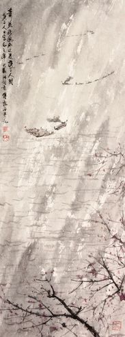 傅抱石 山水人物立轴