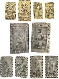 1859-1869年日本二朱金、二分金、一朱银、一分银一组共5枚