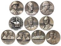 第二次世界大战美国将军高浮雕银章一组十枚