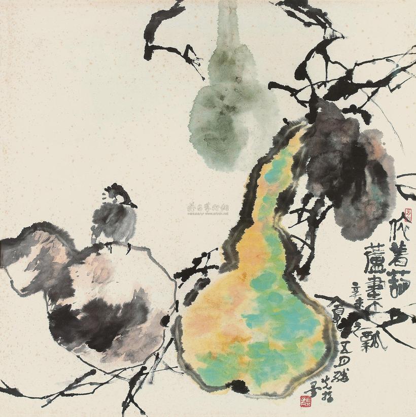 龚继先 辛未（1991年）作 依着葫芦画个瓢 镜心