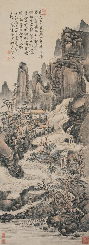 石溪 （款） 辛丑（1661年）作 山居图 立轴