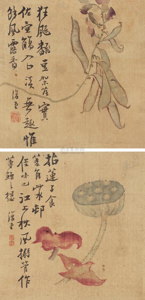李鱓 （款） 蔬果小品 （三帧） 立轴