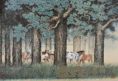 王双宽 榕树下八雄风 镜片 66.5×96cm