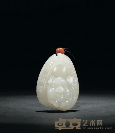 白玉籽料福猪挂件 