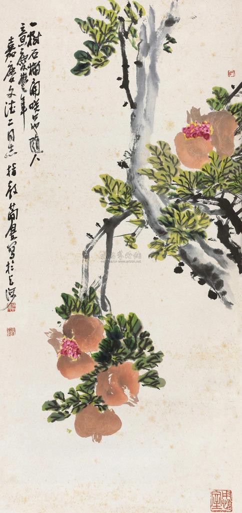 曹简楼 石榴 立轴