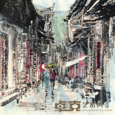 王梦湖 1997年作 春雨 镜心 67×67cm