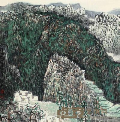 吴庆林 1990年作 深山人家 镜心 67×67cm