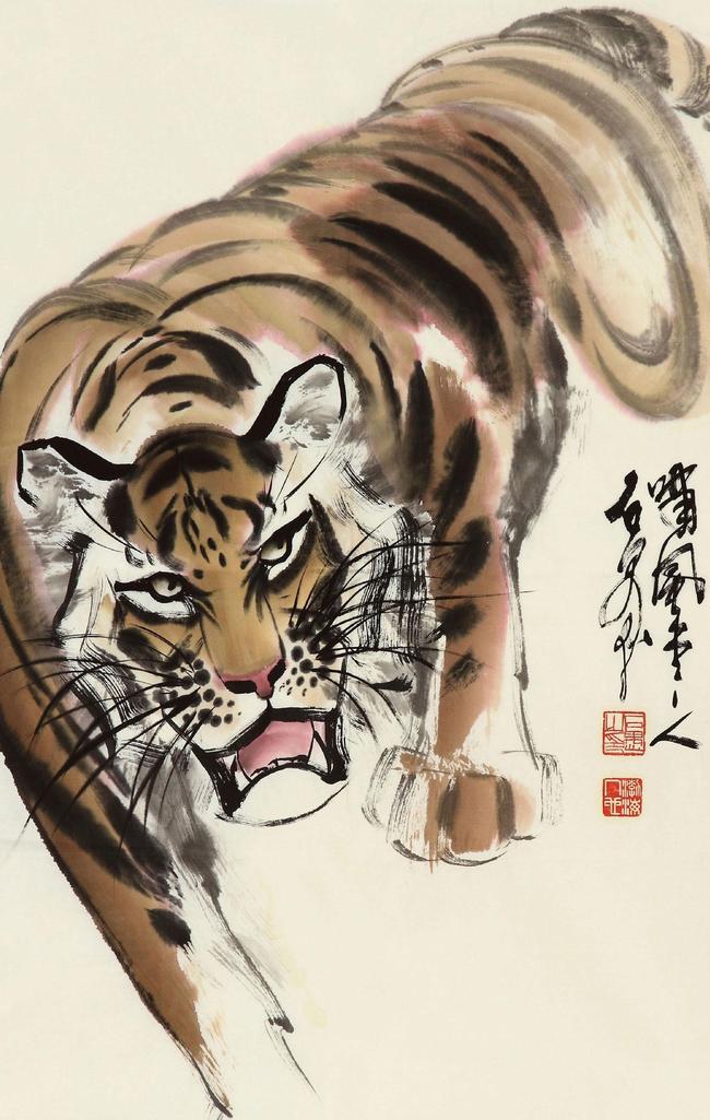 石愚 猛虎图 镜心