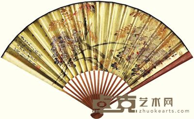 任伯年 1880年作 花鸟 成扇 18×49cm