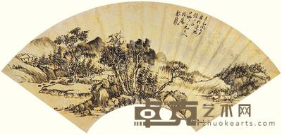 黎雏 山水 扇面 18×50cm