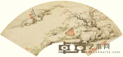 张问陶 煮茶图 扇面 17×51cm