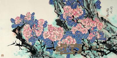 郭怡宗 紫云 镜心 68×136cm