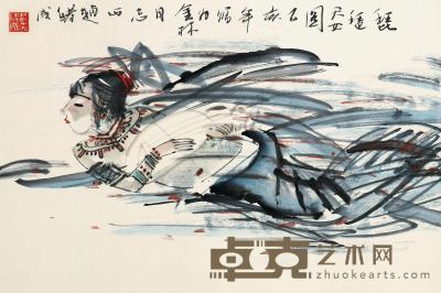 赵绪成 1995年作 琵琶天女图 镜心 45×67cm