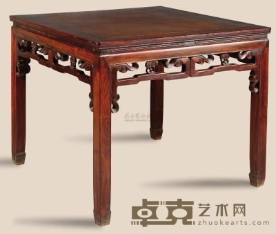 清 红木雕花方桌 94×94×82cm
