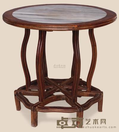 清 红木嵌大理石圆桌 82×82×77cm