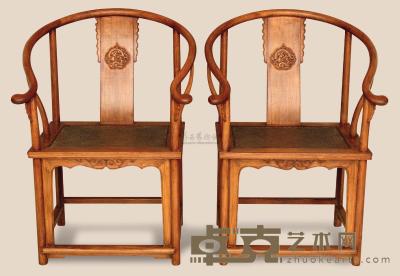 黄花梨雕夔龙圈椅 （两件） 62×48×100cm