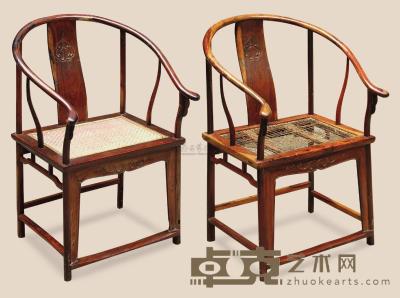 黄花梨圈椅 （两件） 60×46×97cm
