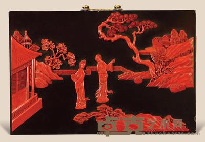 民国 雕漆人物挂屏 36×24cm
