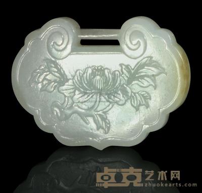 玉雕花卉锁 长3.5cm