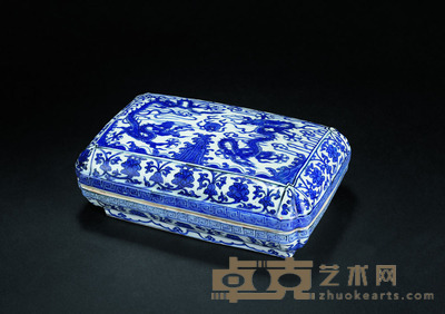 明万历 青花龙纹长方盖盒 长23.8cn；宽15cm；高8.8cm