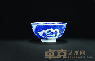 清康熙 青花人物碗 直径20.2cm