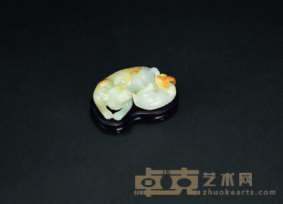 清康熙 白玉牛生麒麟小摆件 长6.8cm；长4.5cm；宽4.3cm