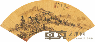王宾 秋山图 扇片 16.5×50cm