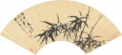 夏翚 己丑（1829）年作 墨竹图 扇片