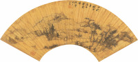查士标 甲戌（1694）年作 溪山孤亭 扇框