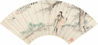 苏六朋 己亥（1839）年作 放鹤图 扇片
